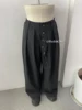 REDDACHiC Irregular Buttons Dress Pants Women Men Black Elastic Waist Wide Leg Pleated Front Suit Trousers Work Casual Clothes 3