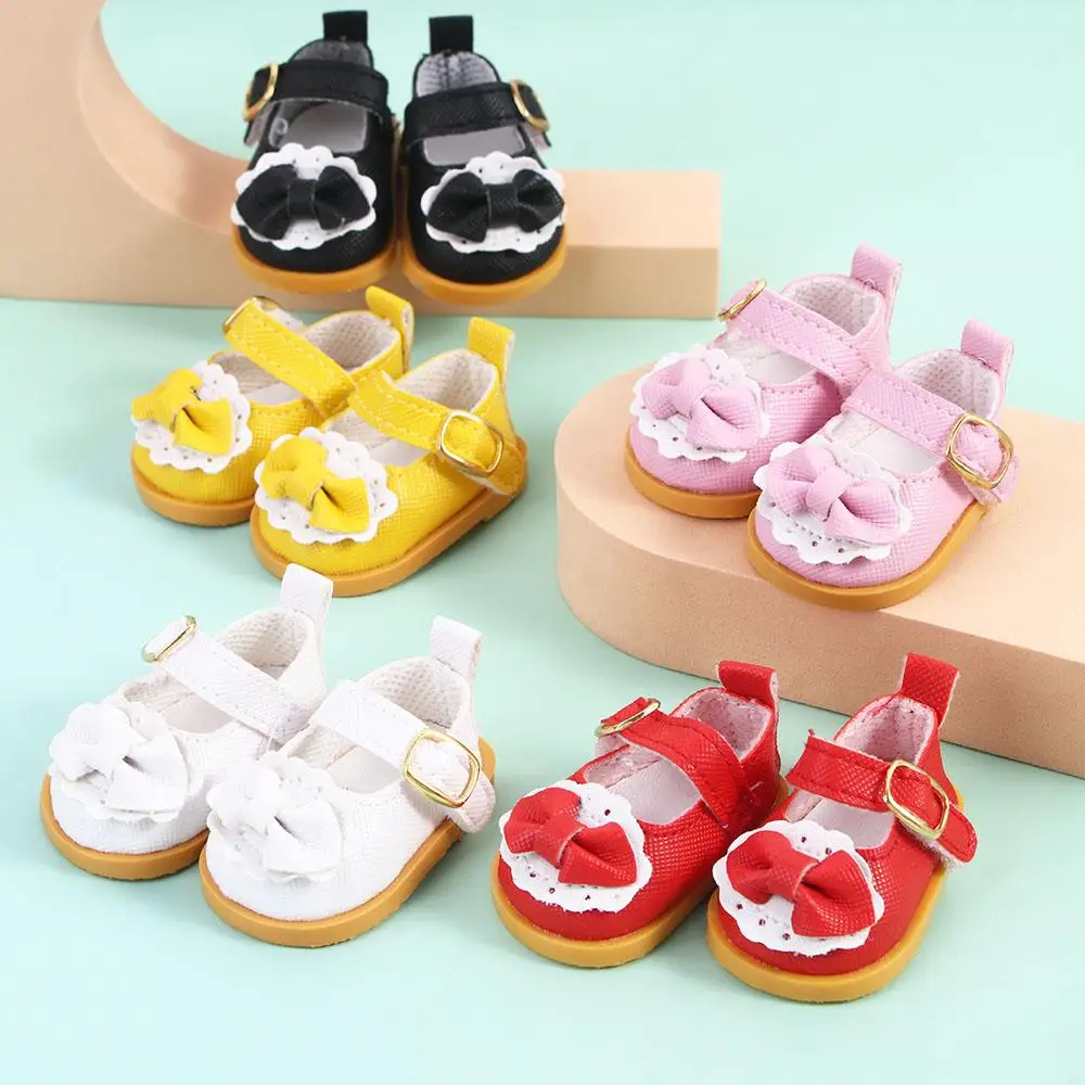 Dolls Accessories Bow Decorate Handmade Boots 14 Inches 5.5cm Mini Bow Shoes Doll Shoes Doll Casual Shoes Doll Leather Shoes