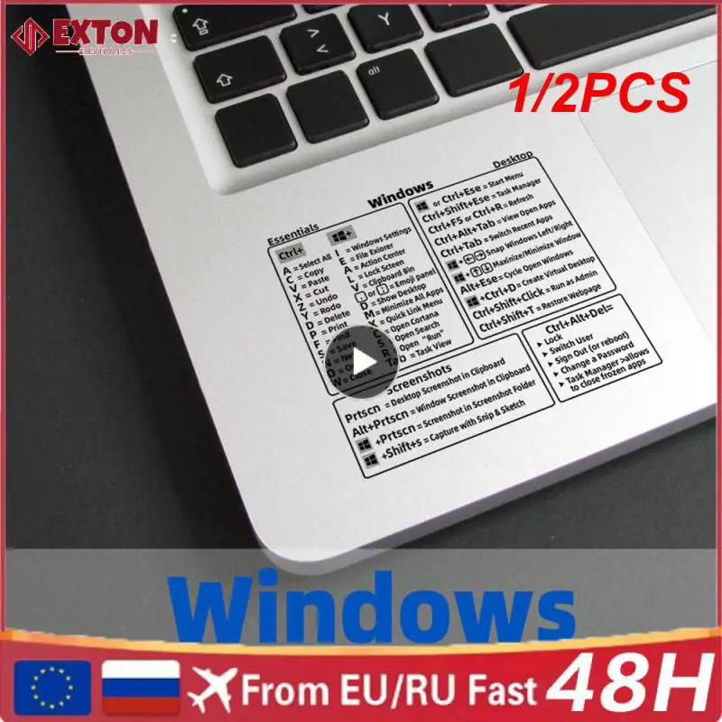 

1/2PCS For Windows PC Computer Reference Keyboard Shortcut Sticker Adhesive Transparent Sticker for Laptop Desktop For Macbook