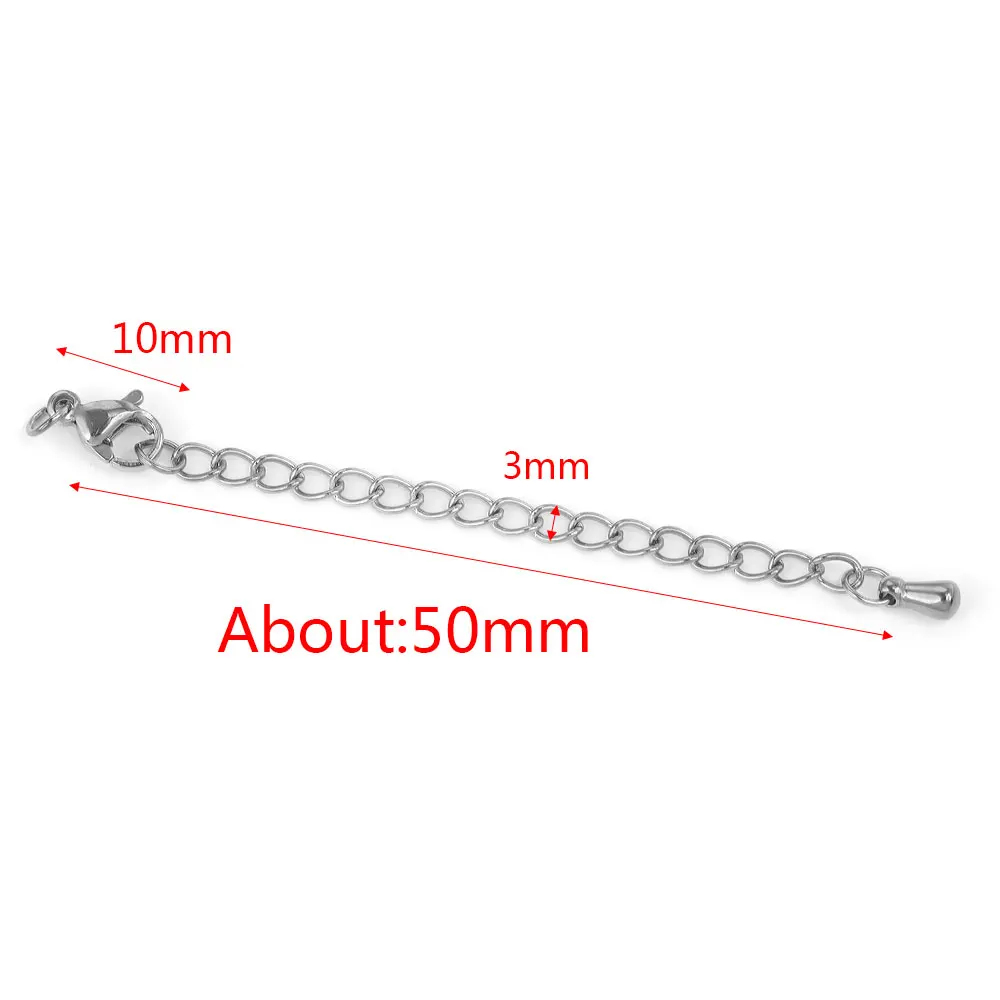10 stücke Erweiterung Schwanz Kette Mit Hummer Haken DIY Schmuck, Die Entdeckungen Edelstahl Erweitert Schwanz Ketten – Detail 23