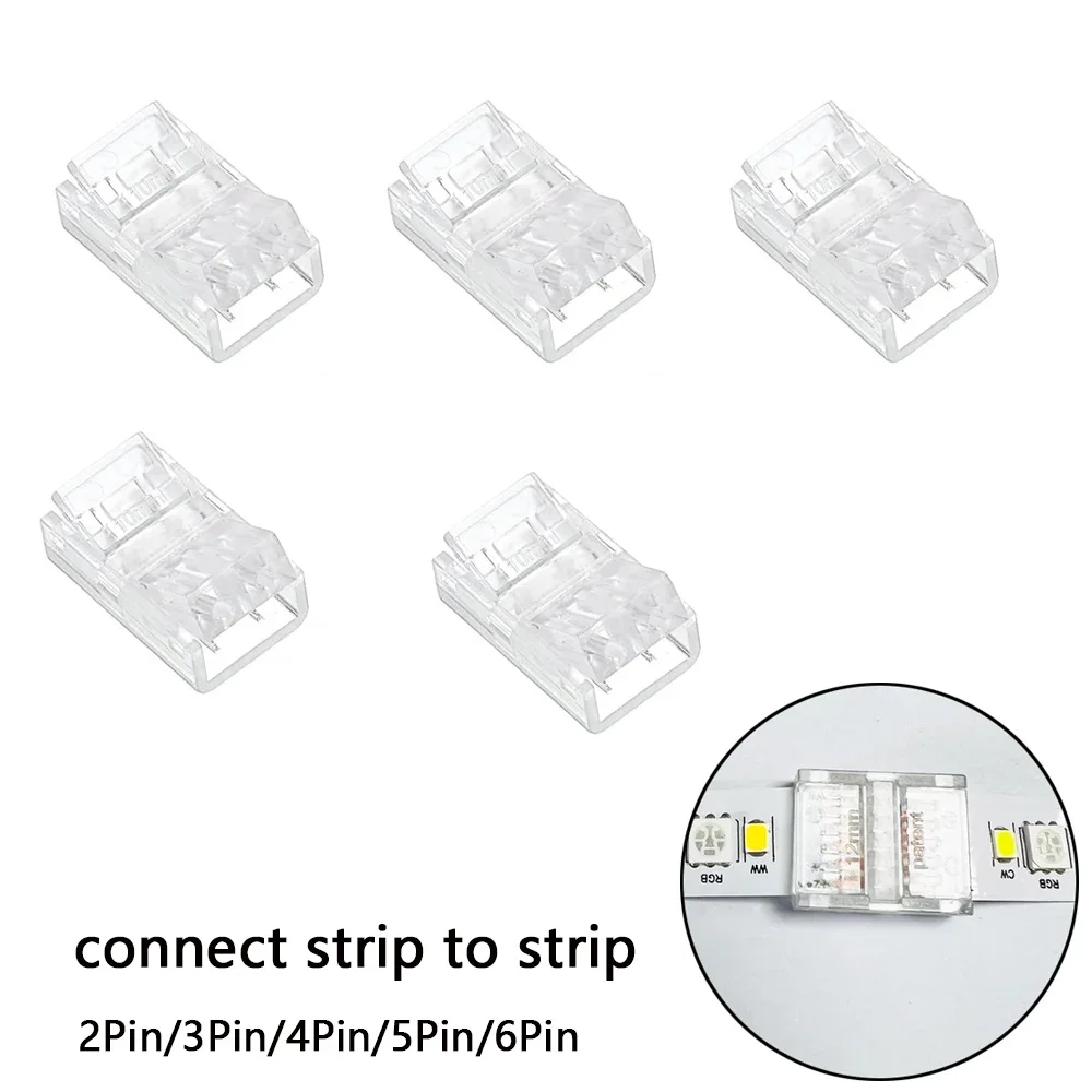 Conector de cubierta transparente sin soldadura, tira de luz LED de un solo Color, CCT, RGB, RGBW, RGBCCT, conectores de esquina, 2, 3, 4, 5, 6 pines, 5 piezas