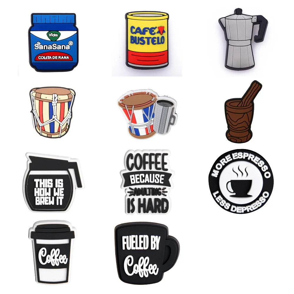 Coffee Lover Clog Decoration For Women Men Charms Accessories For Sandals Cute Shoes Charms Xmas Gift