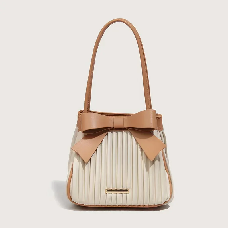 

Trend bow design niche retro pleated armpit bag high-end fashion versatile shoulder bag casual commuting handbag mini bag