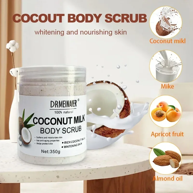 

500g Nourishing Whitening Body Face Exfoliating Organic Shea Butter Massage Cream and Coconut Scrub Cream مقشر للجسم للتفتيح