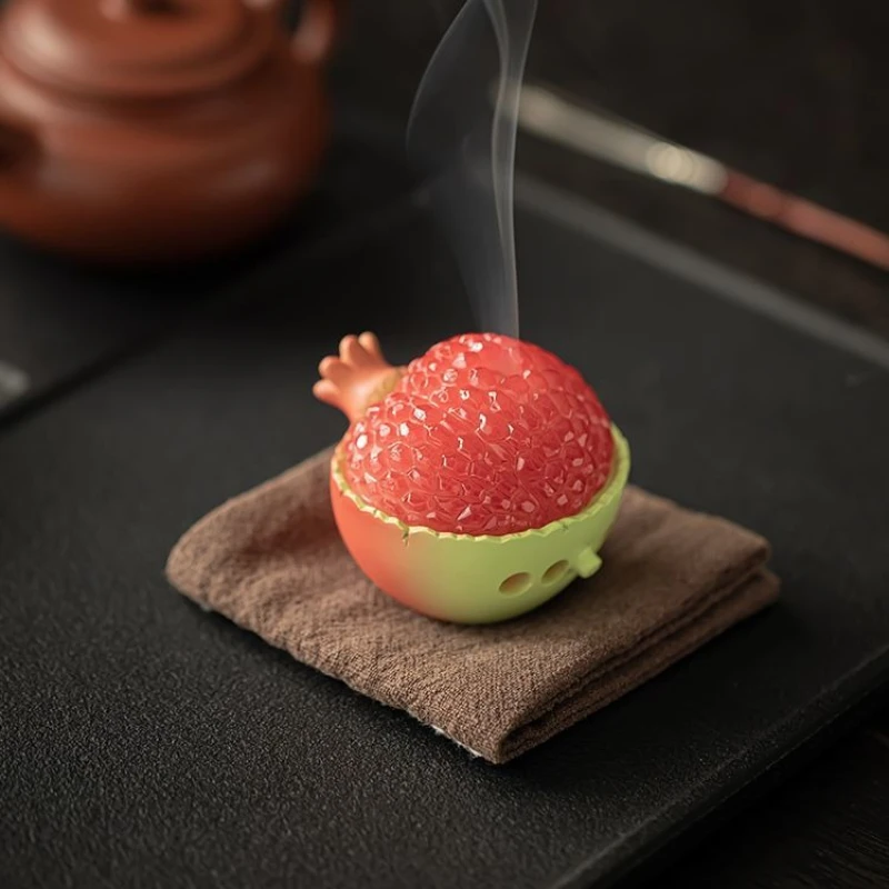 Pomegranate incense burner aromatherapy pan incense indoor agarwood household pear tent sandalwood ornament Chinese auspicious