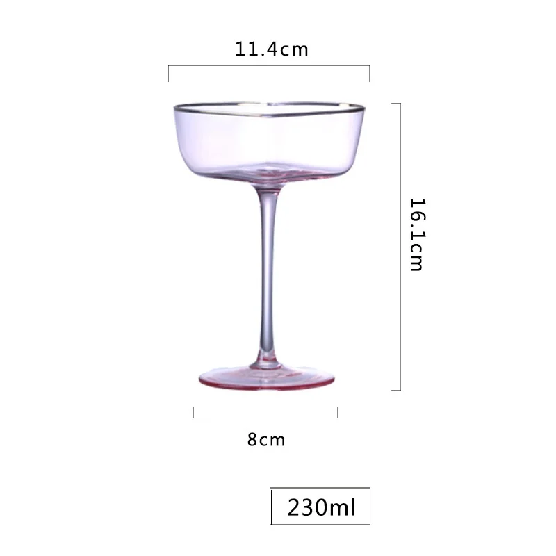 1 Piece Elegant Pink Heart Shape Champagne Coupes Glass Cup Cocktail Glasses Cup for Wedding Celebration Valentine's Day