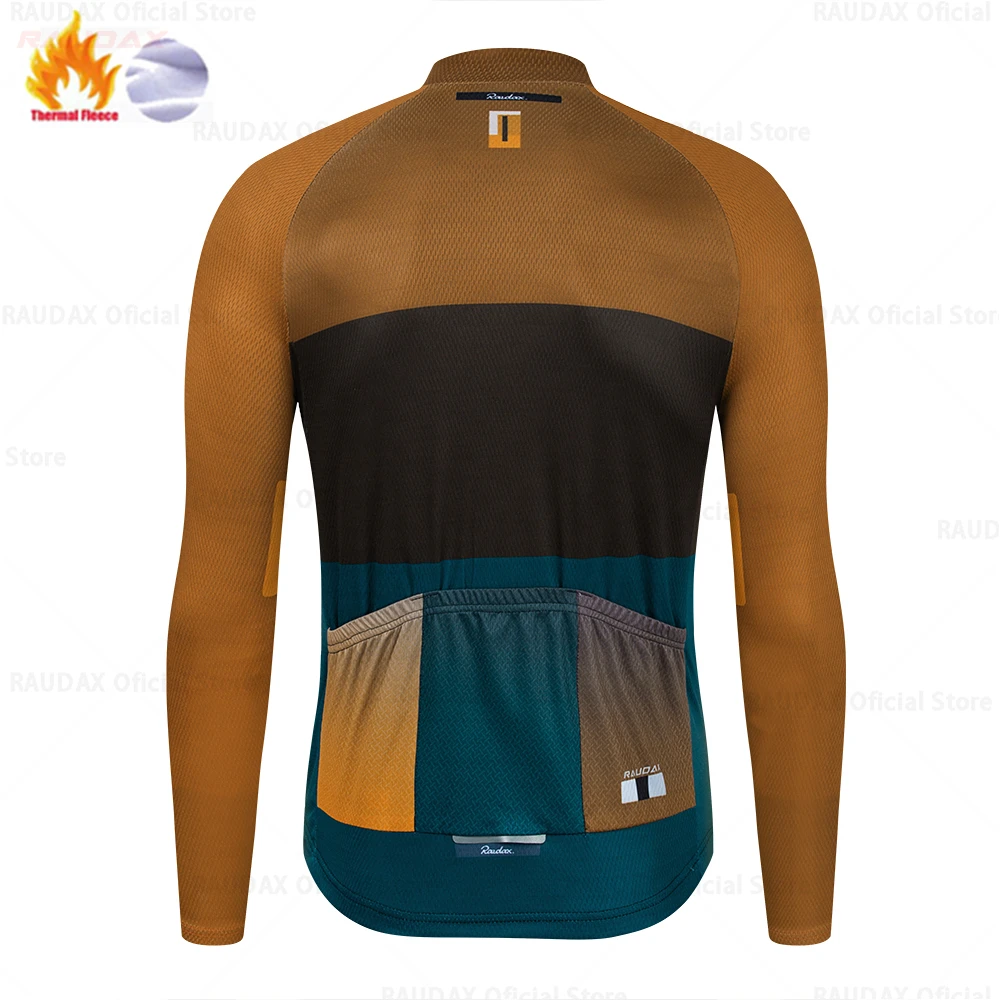 Raudax Winter Thermal Fleece MTB Uniform Men's Team Cycling Jacket Ropa Ciclismo Long Sleeve Cycling Jersey Bicycle Clothing