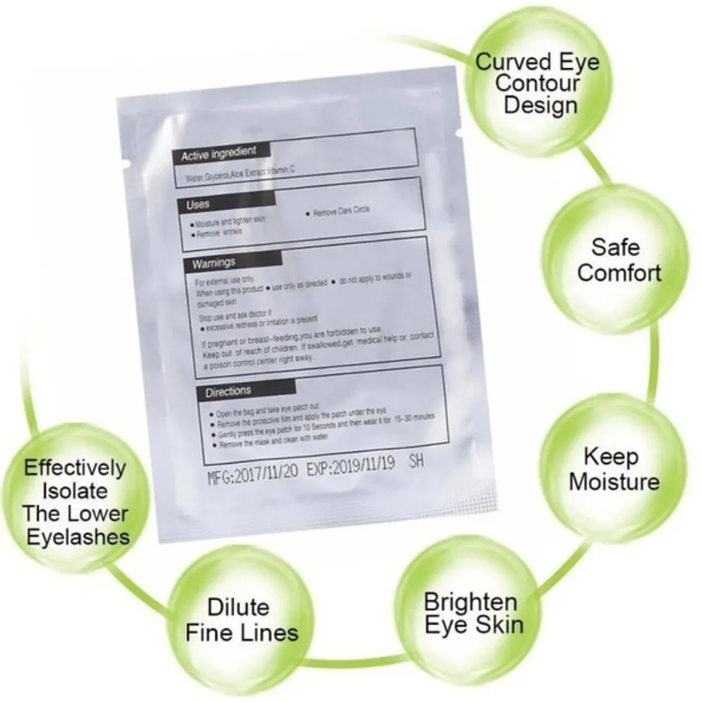 Eyelash Patches 100 Pairs Gel Pad Under Eyelashes for False Eyelash Extension Paper Sticker Makeup