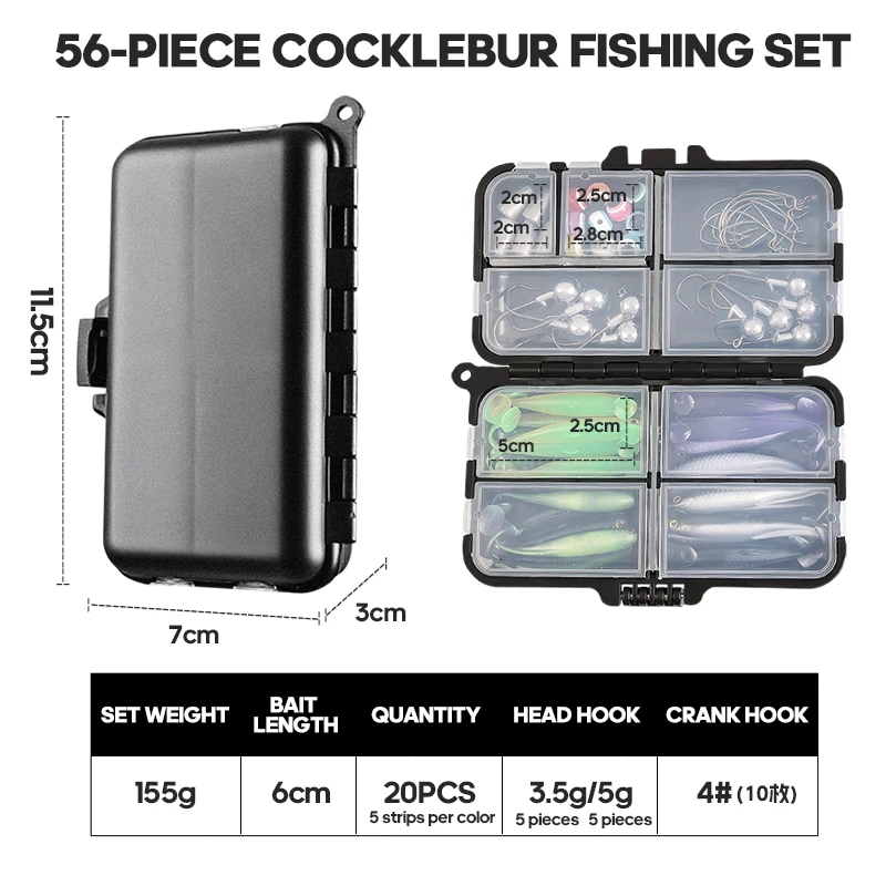 taiyu 56pcs/set fishing lures kit for freshwater/saltwater soft lures pro gear tackle box fishing tackle with fishing accessorie 2 TAIYU 56pcs/Set Fishing Lures Kit For Freshwater/Saltwater Soft Lures Pro Gear Tackle Box Fishing Tackle With Fishing Accessorie 2