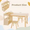 Kids Art Table & 2 Chairs Set with Roll Paper - Spacious Craft Table with Storage Shelves for Drawing, Activities, and Study 2