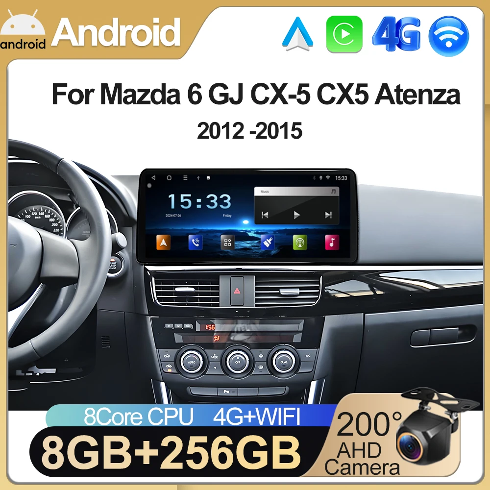 12.3 Inch Android 14 Car Radio For Mazda 6 GJ CX-5 CX5 Atenza 2012