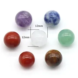 7-Piece Natural Stone Crystal Bead Set - Amethyst, Tiger Eye & Quartz Chakra Ornaments - 12mm-7PCs (12mm-7PCs)