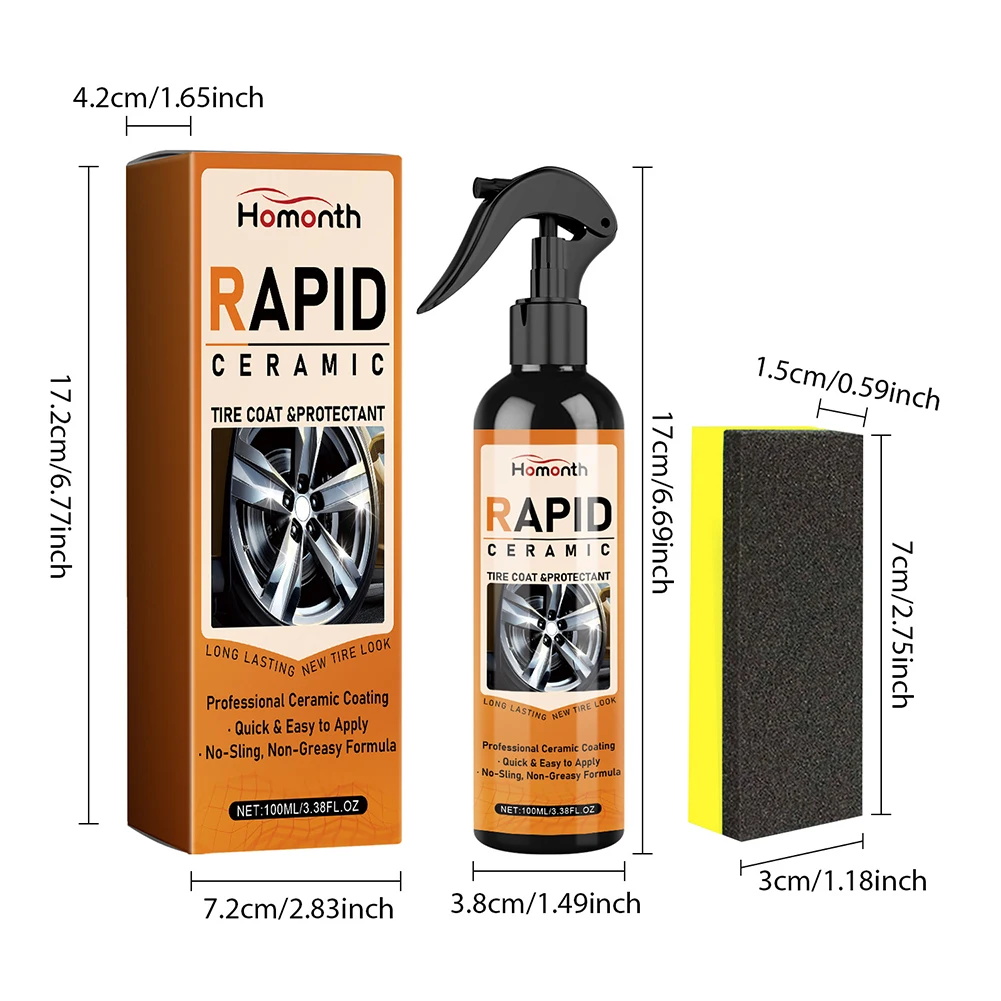 100ml Car Wheel Polishing Spray Dustproof Tire Coating Spray Long Lasting Car Wheel Rust Dust Remover Auto Cleaning Tool