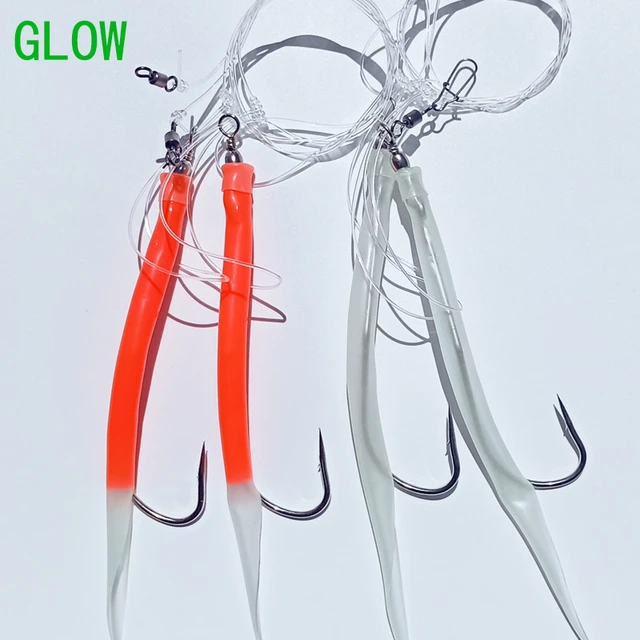 Luminous Glow Red with flasher Codfish Cod poloc Tuna Fishing Sea