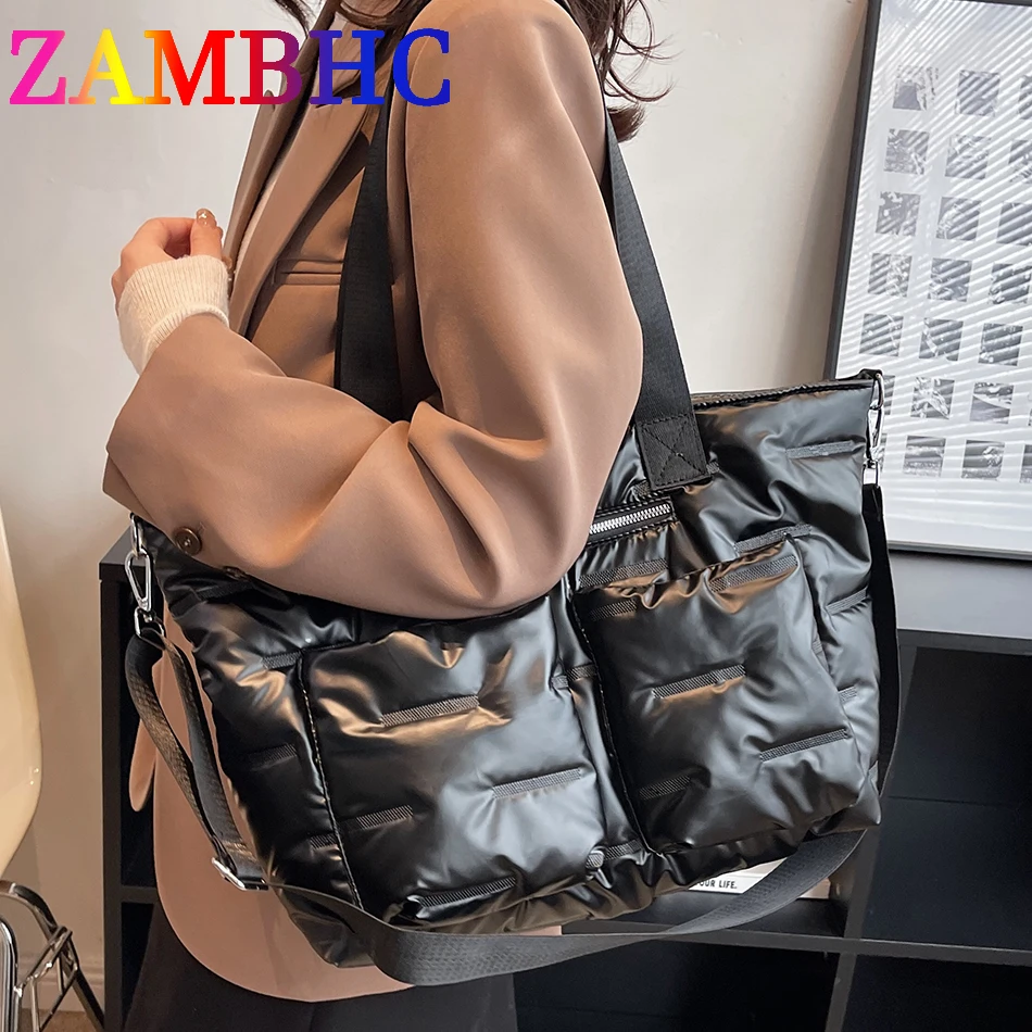 New Fashion Bow Women Space Bag Soft Down Fabric Padded Shoulder Bags for  Women Luxury Handbags Large Capacity Ladies Tote Bags - AliExpress