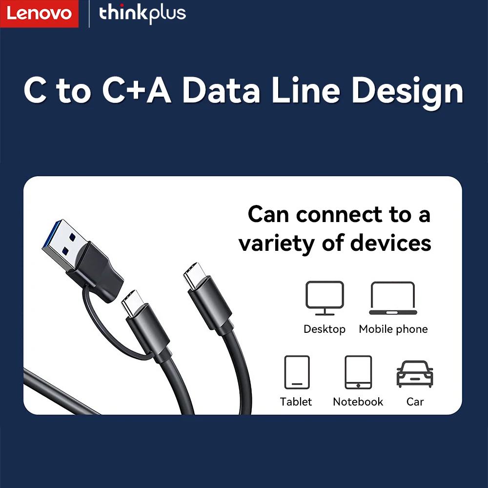 Lenovo ThinkPlus M.2 NVMe SSD Enclosure, 10Gbps USB 3.2 Type-C, Aluminum Alloy Heat Dissipation, Supports 2230/2242/