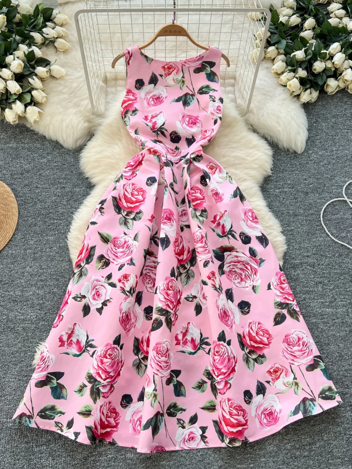 Women White Pink Flower Elegant Vest Long Dress 2025 Summer New Retro Sleeveless Fashion High Waist Pleated Dress Bohemian Trend - AliExpress 200000345 Women White Pink Flower Elegant Vest Long Dress 2025 Summer New Retro Sleeveless Fashion High Waist Pleated Dress Bohemian Trend - AliExpress 200000345