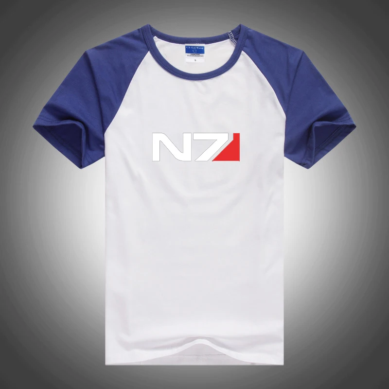 2023 New Summer N7 Mass Effect Logo Print Casual Quick Dry Elastic Sports Tee Outdoor Patchwork Cotton Comfortable Short Sleeved