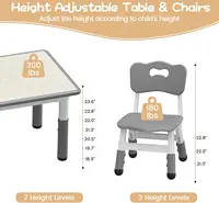 Ensemble table et 6 chaises pour enfants : hauteur réglable, plateau anti-graffiti avec pieds antidérapants et boîte de rangement, idéal pour la maternelle, la salle de jeux ou la maison, mobilier d'activités éducatives robuste pour les enfants de 2 à 10 ans, ensemble de 7 pièces, gris 4