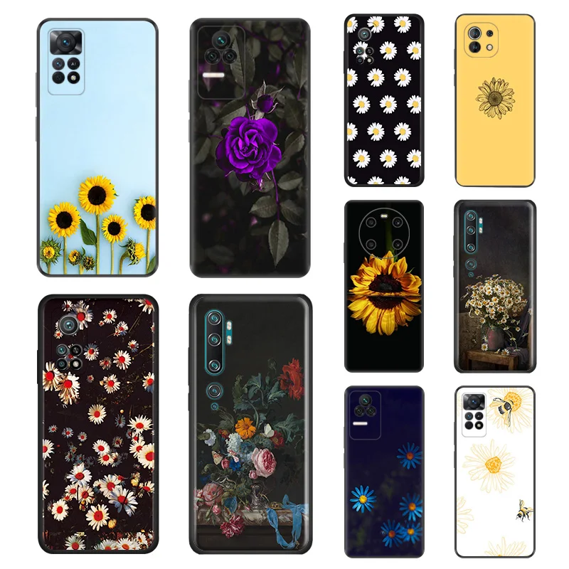 Custodia Per Telefono Per Redmi Note 12 12S 11 11S 10 4G Lite 10S Note10 Pro 9 9T 8 8T 7 S Daisy Sunflower Red Rose Cover Protettiva Per Fotocamera