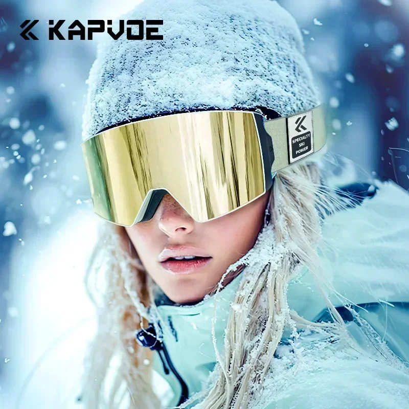Kapvoe Snow Goggles Ski Sunglasses Snowboarding Mask Men Women Anti-Fog Lens Kit UV400 Protection Snowmobile Glasses Motorcycle