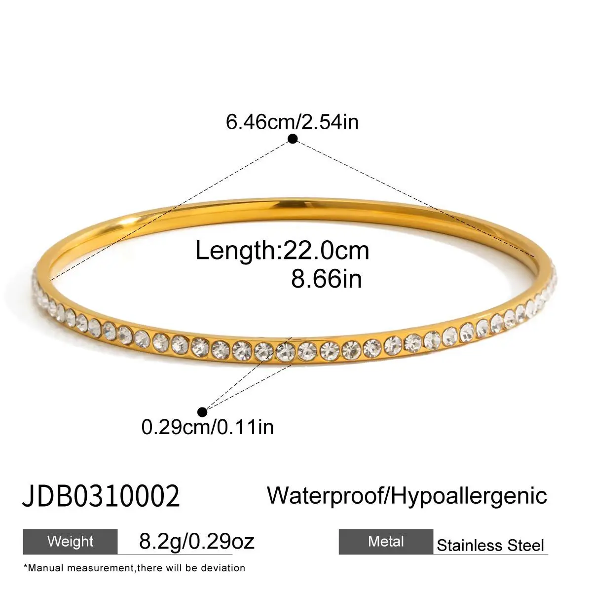 Uworld Delicate Crystal Bangle For Women Minimalist 18K Gold Plated Stainless Steel Bangle Party Wedding Fashion Jewelry Gift