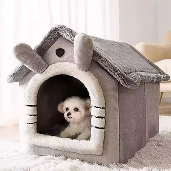 S28fcf55507e44ea8889c725cc8e5f55dZ.jpg Indoor Warm Dog House Soft Pet Bed Tent House Dog Kennel Cat Bed Removable and Washable Cushion Suitable Four Season Universal