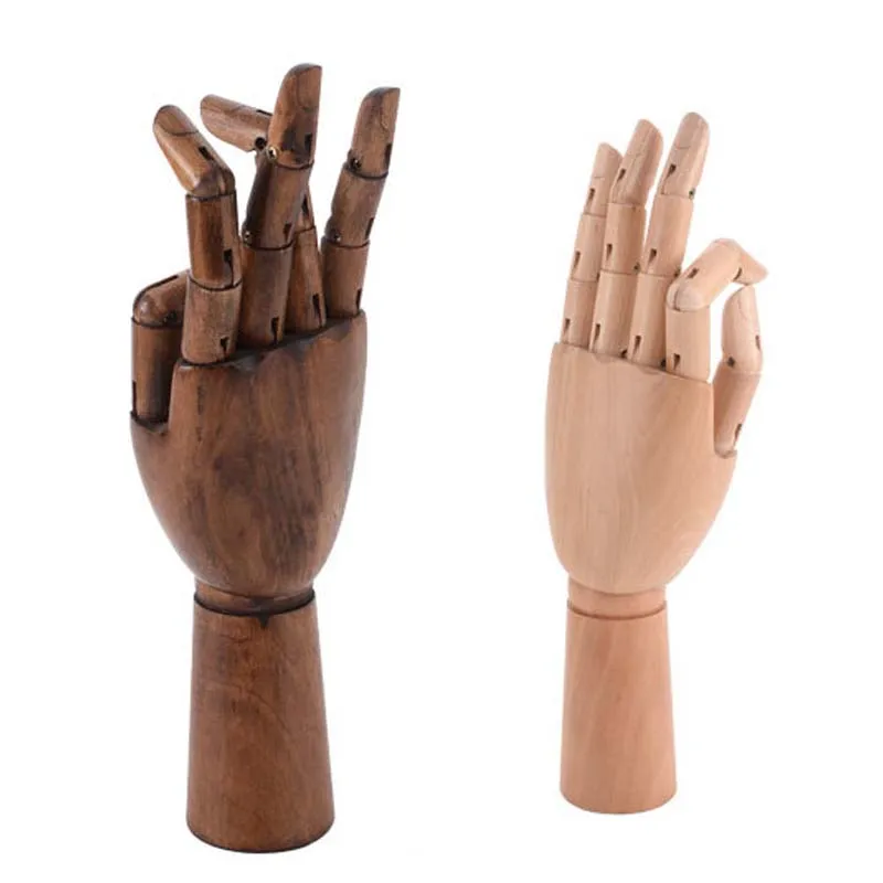 Wooden Artist Articulated Hand Mannequin Hand Art Model Jewelry Display Ring Bracelet Necklace Chain Watch Display Holder Stand