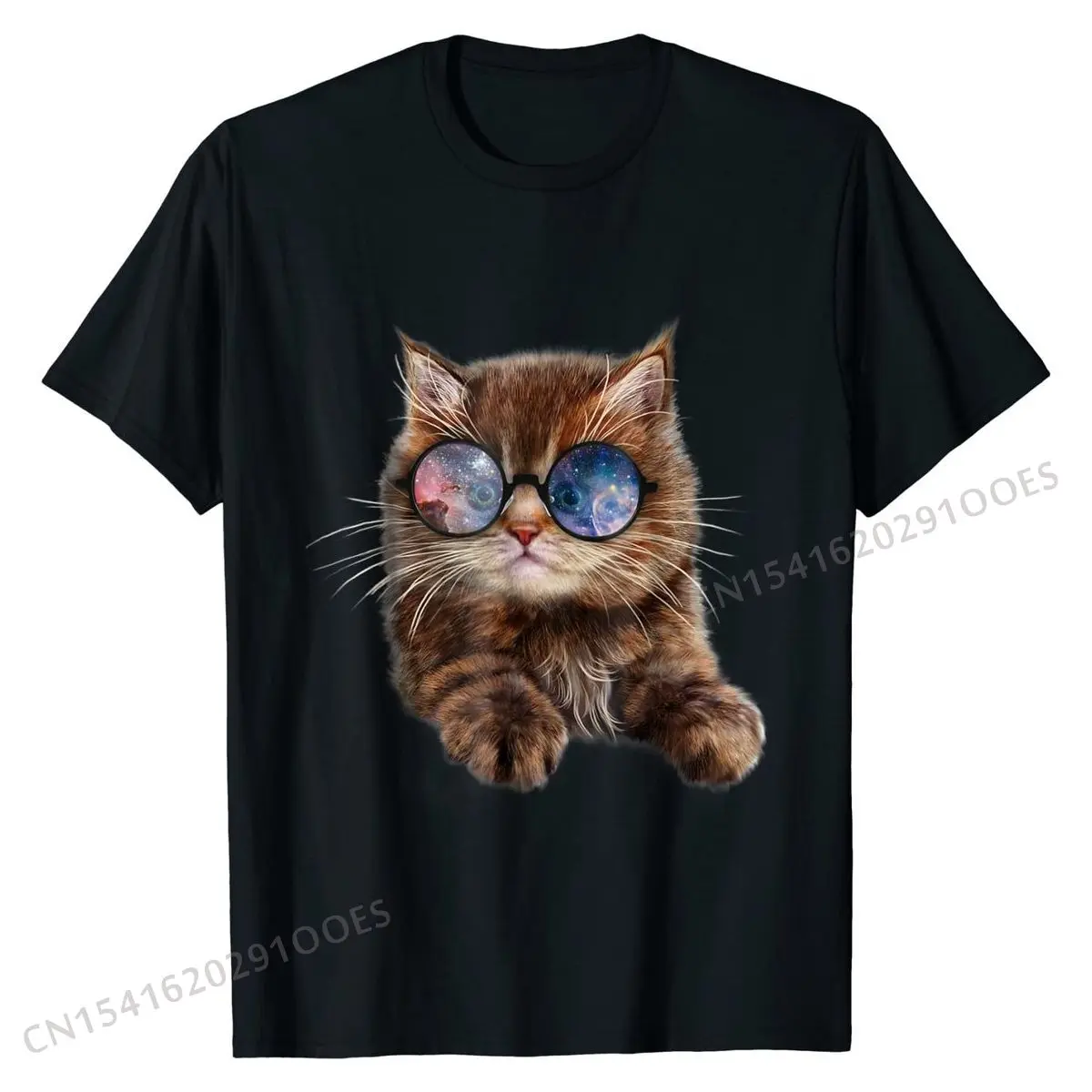 Brown Tabby Kitten In Galaxy Sunglass, Cat, T-Shirt Cotton Normal T Shirt Coupon Maglietta Da Uomo Street