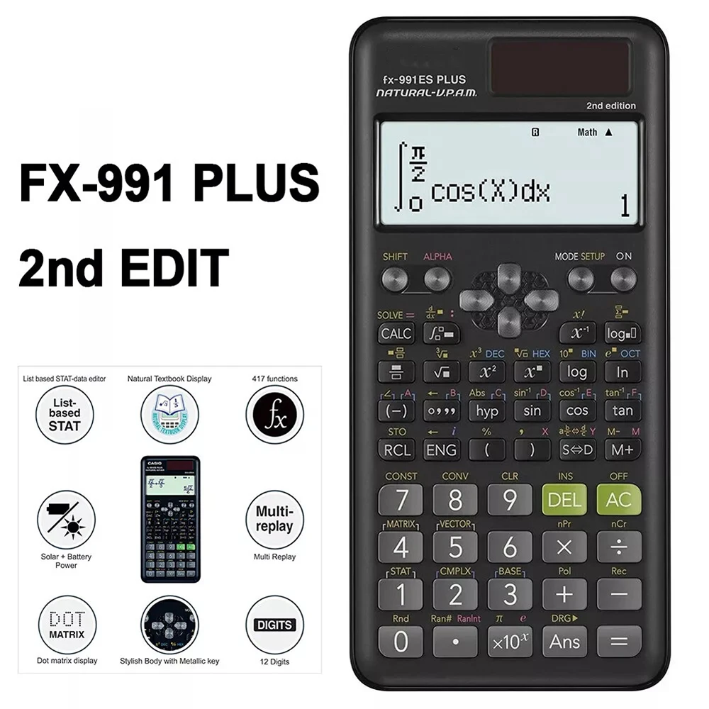 991EX FX-82MS Scientific Calculator Original Digital Display 696 Function For High School University Solar Scientific Calculator scientific calculator