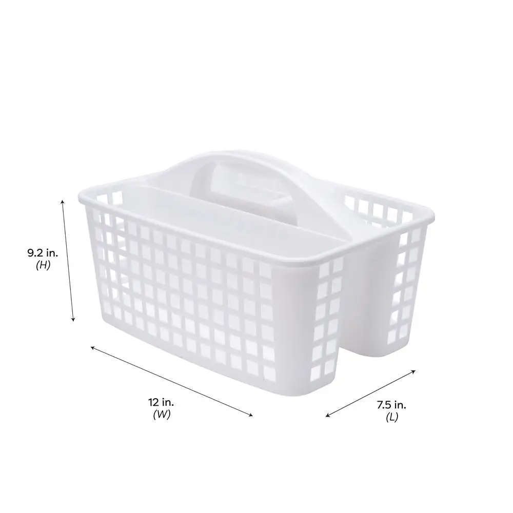 Bathroom Caddy Organizer 2-Pack White Utility Caddy with 3 Compartments Handle Easy Transport Ideal Toiletries Cleaning Supplies