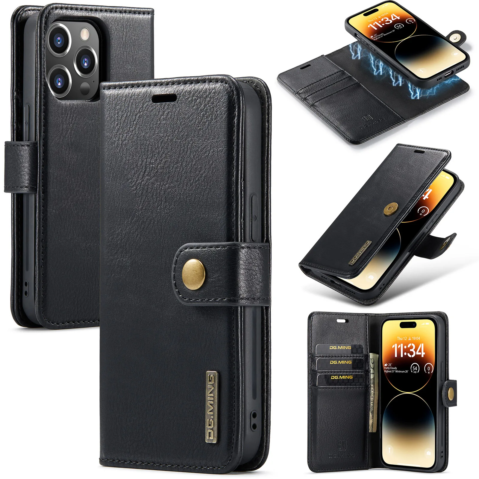 Versatile Detachable Leather Wallet Case with Magnetic Card Holder