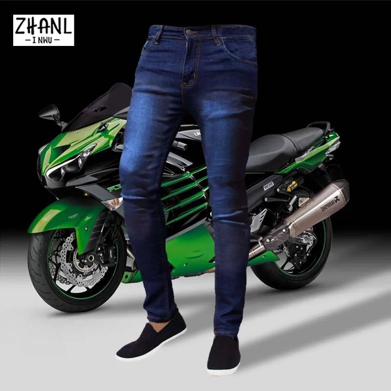 오토바이 남성 청바지, 캐주얼 남성 청바지, 슬림 스트레치 연필 바지, 파티 바지, 캐주얼 패션, 남성 사계절 청바지 