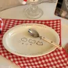 Cream Cat Oval Plate,Korean Plate,Tableware Cutlery Trays,Ceramic Dish Serving,Household Dessert Sushi Breakfast Fruit Plates 3
