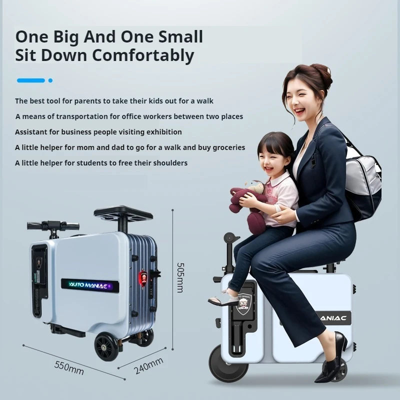 Electric smart suitcase double rideable trolley suitcase men and women travel children's riding rolling luggage