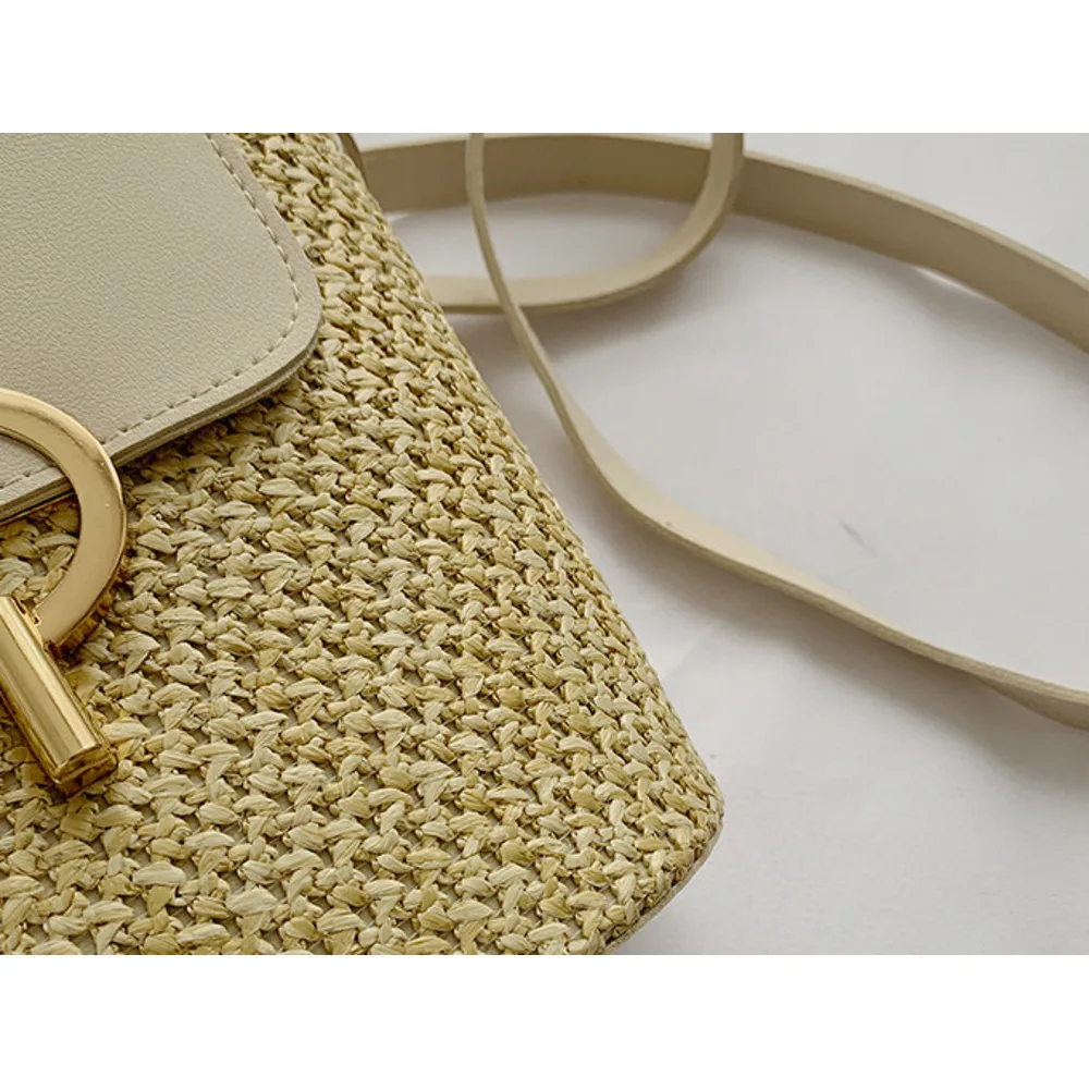 Handheld Damen Eimer Urlaub 2024 Frühjahr/Sommer neue Crossbody Stroh Rattan gewebt Mode kleine Tasche_voghion.com