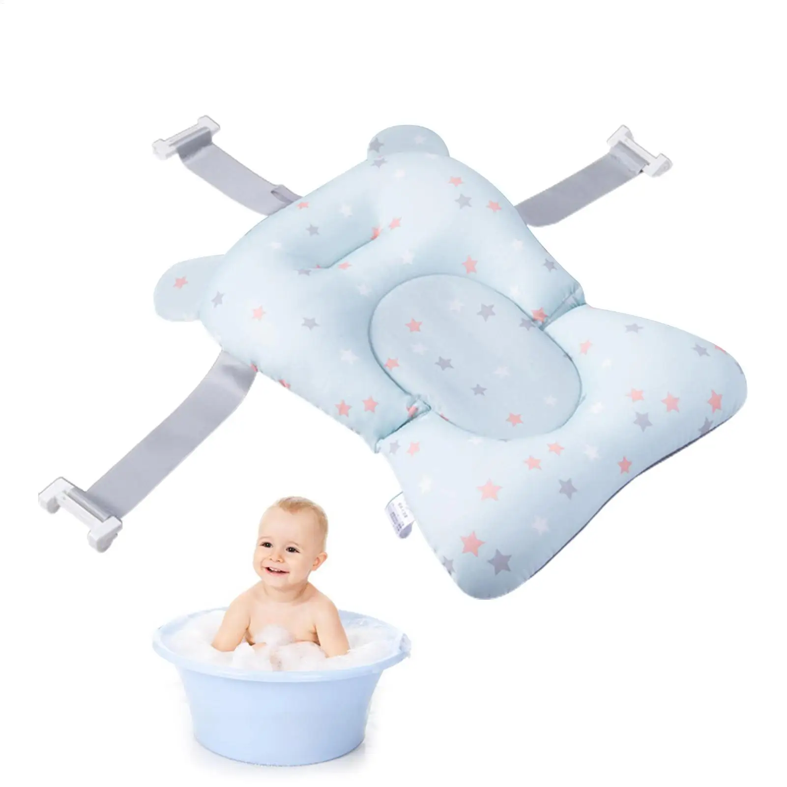 Cuscino per vasca da bagno per neonati, supporto universale portatile ad asciugatura rapida, materassino pieghevole per neonati, pad galleggiante regolabile per vasca da bagno