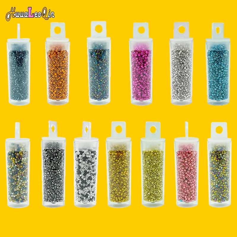 Glass beads 2000pcs 11/0 1.3*1.6mm Generic Metallic Color Glass Beads Japanese Uniform Loose Spacer Seed Beads for Jewelry Making DIY Sewing
