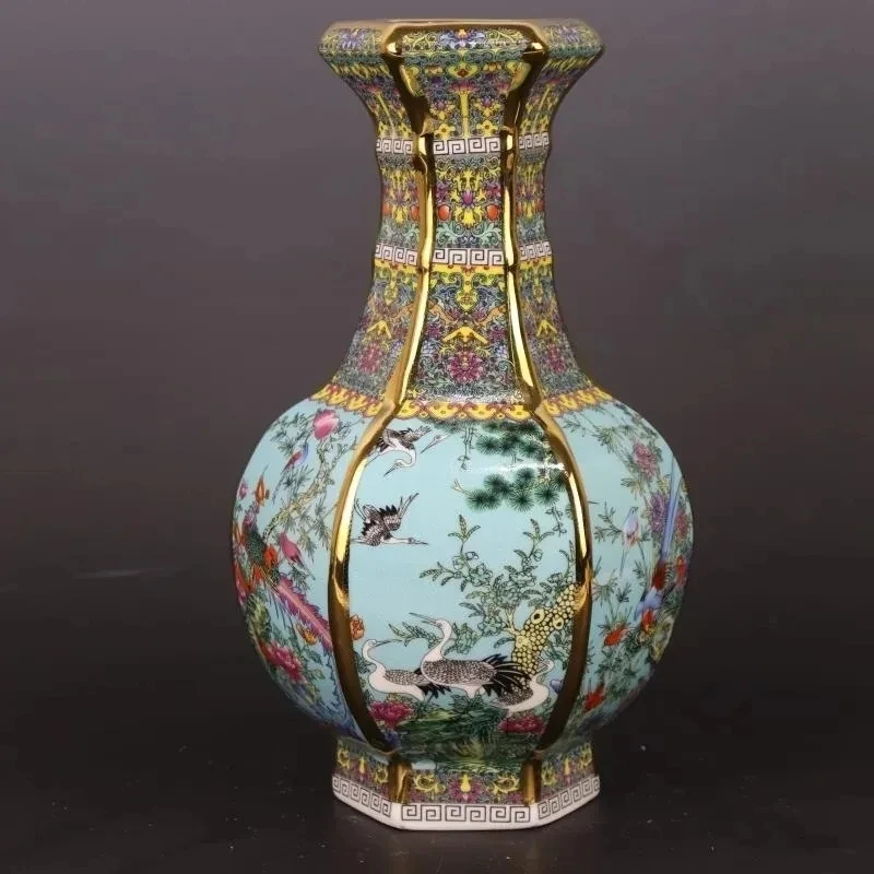 26CM Ceramic Vase Antique Collection Living Room Decoration Enamel Porcelain Home Furnishing Ornaments Housewarming Gift 2