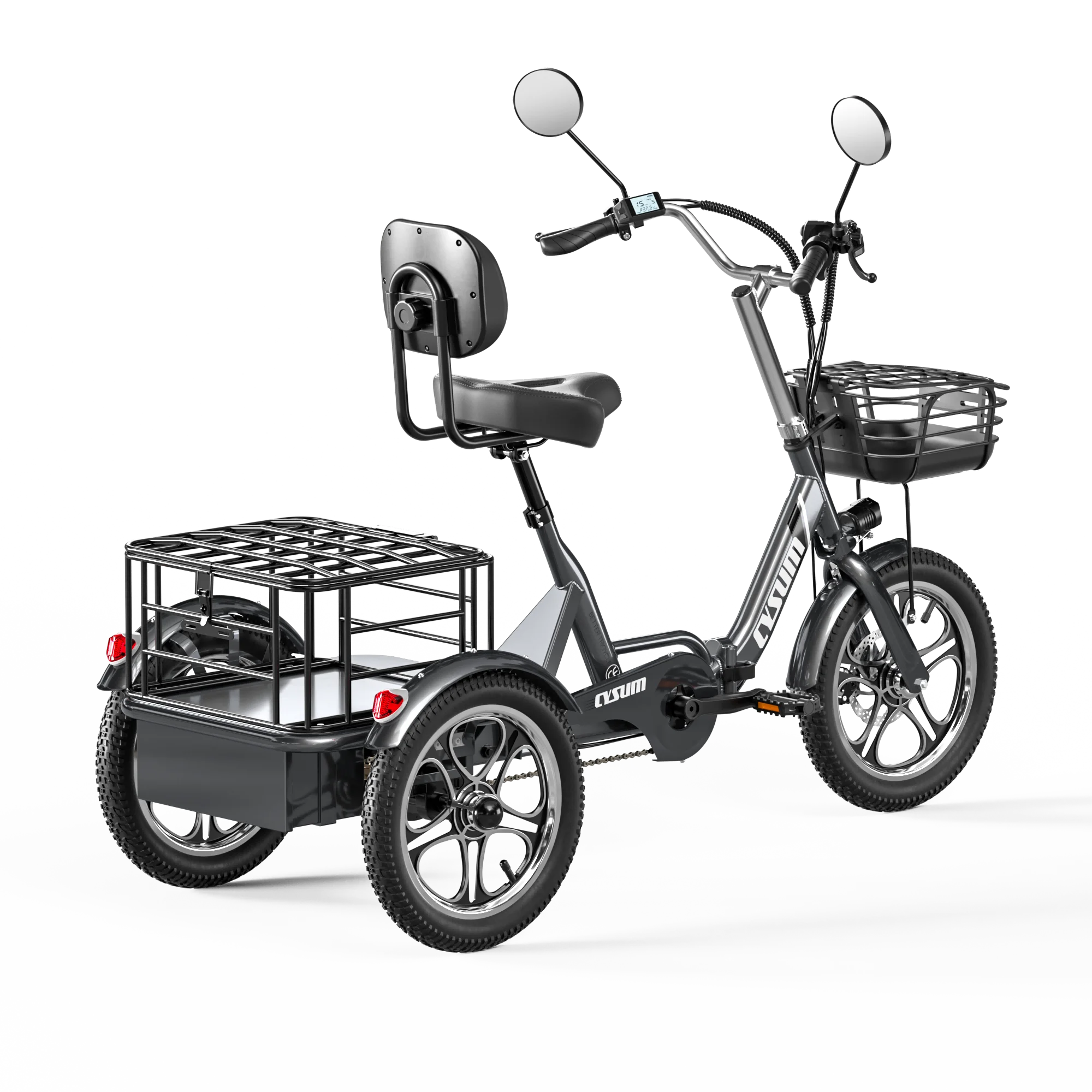 CYSUM T1 Pro Triciclo Elettrico Per Adulti 250W Triciclo Elettrico Da Carico 48V22AH Batteria E-Cargo Bici 16 Pollici Pneumatico Bicicletta ebike