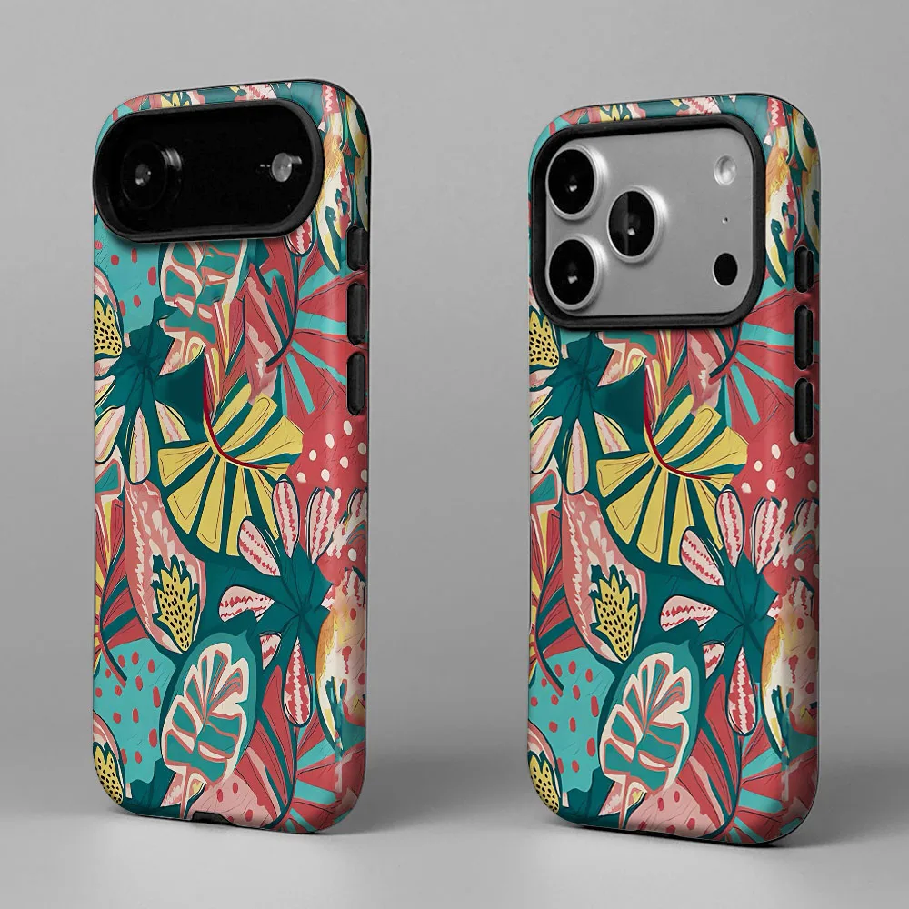 Colorful Plants Phone Case with 2-in-1 Film Shell