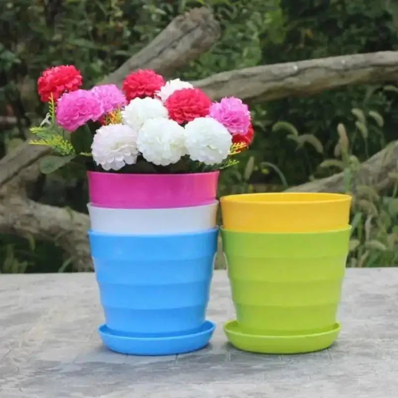 1 Pcs Plastic Flower Pot Succulent Plant Flower Pot For Home Office Desktop Decoration Colorful Garden Supplies Color Randomly