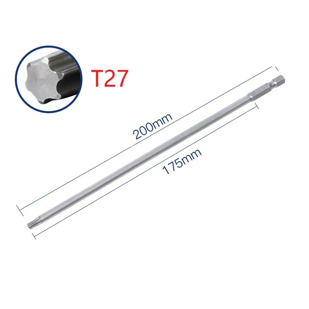 1/6 stücke 200mm lang T10-T30 magnetischer Torx-Schrauben dreher Bits aus legiertem Stahl Elektro-Schrauben dreher Kopf Torx-Schrauben dreher Elektro werkzeuge – Detail 6