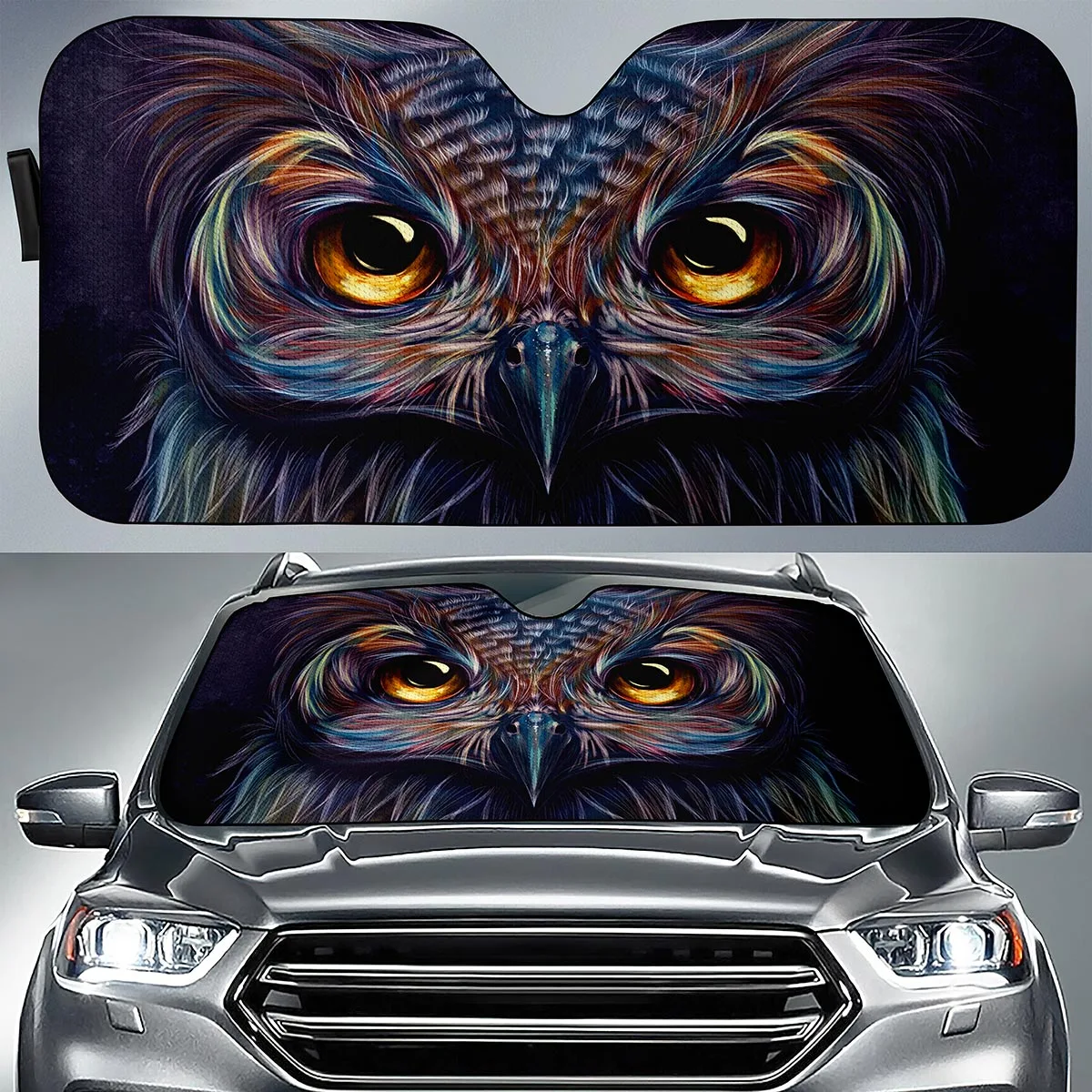 

Cartoon Owl Printed Car Windshield Sunshade Car Sun Visor Blocks UV Heat Protection Foldable Universal Sedan SUV Accessories