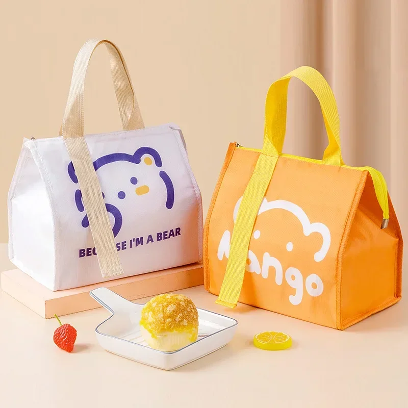 Cartoon Portable Thermal Lunch Box Bags for Women Kids Food Storage Handbags Travel Picnic Pouch Insulated Cooler Bento Bag