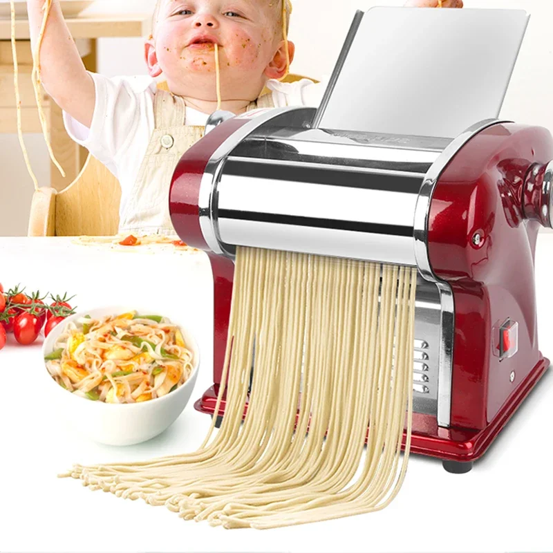 Home Electric Noodle Dumpling Press Machine Stainless Steel Noodle Maker Spaghetti Roller Dough Pressing Cutter Machine 220V