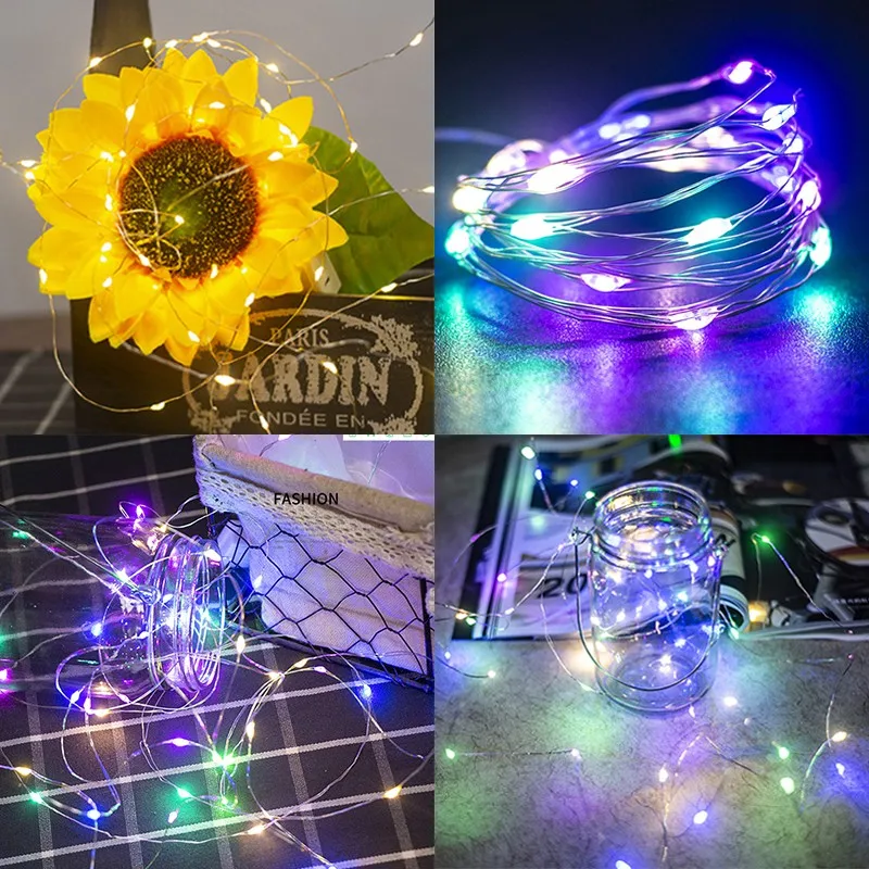 6Pcs 1M 2M 배터리 운영 요정 조명 스마트 깜박이 장식 LED 요정 문자열 빛 파티 휴일 크리스마스 장식