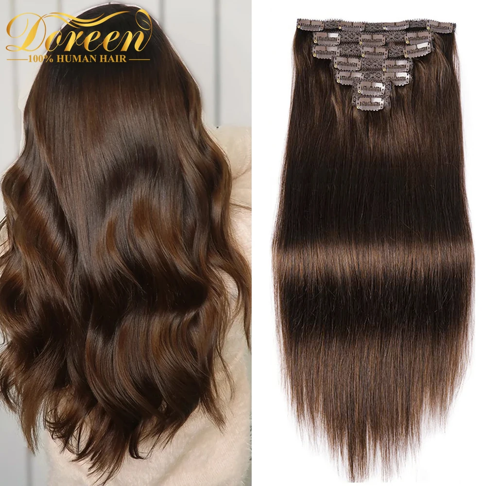 Doreen Machine Remy Hair Medium Chocolate Brown 100% Natural Human