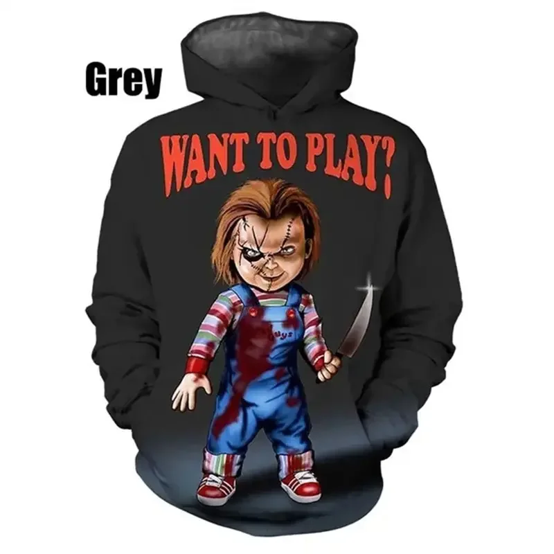 thumbnail image 1 of Sudadera con capucha de moda para hombre, patrón de muñeca de Halloween, impresión 3D, jersey de moda urbana de manga larga, ropa de otoño e invierno para hombre, 1 of 4