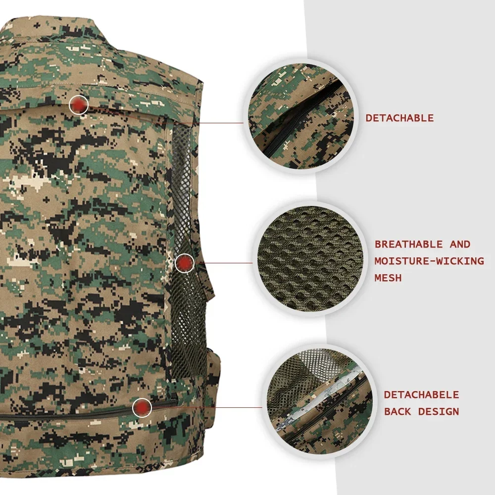 Fishing Photography Vest Summer Multi Pockets Mesh Jackets Waterproof Quick Dry Waistcoat Detachable Outdoor Life Jacket fly fishing vest fishing vest